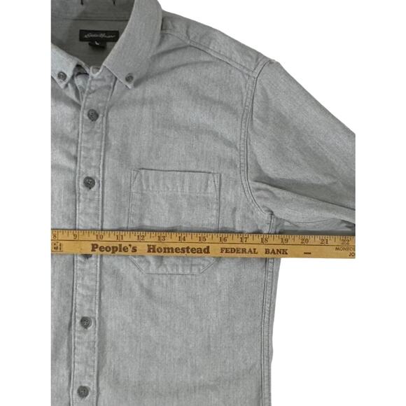Eddie Bauer Mens Flannel Button Up Shirt Size Small Light Heather Gray - Picture 7 of 7